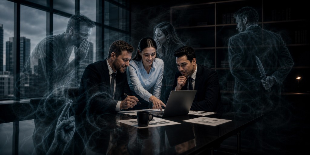 Visual for case study on executive trust, collaboration, and psychological safety.